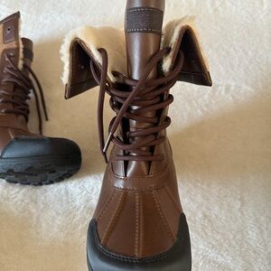 UGG Chocolate Leather Boots with Cream Lining